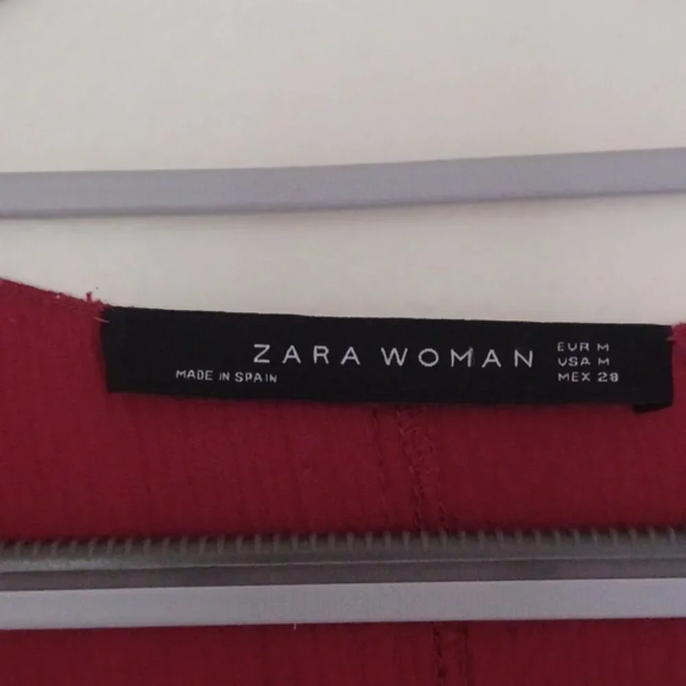 Zara V-Neck Red Mini  Dress Women's Medium M - Picture 4 of 7